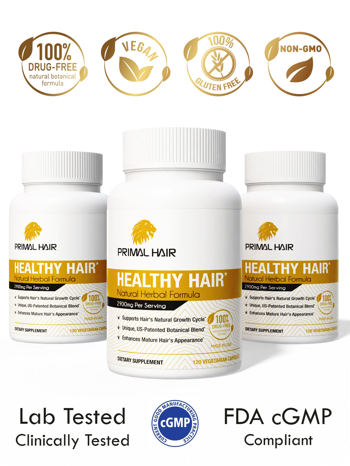 PRIMAL HAIR (3-Bottle Bundle) - Vitamins For Hair Growth